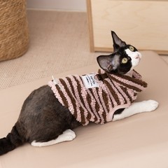 25新款可爱条纹小狗狗衣服两脚绒衣秋冬季保暖可牵引猫咪宠物服装