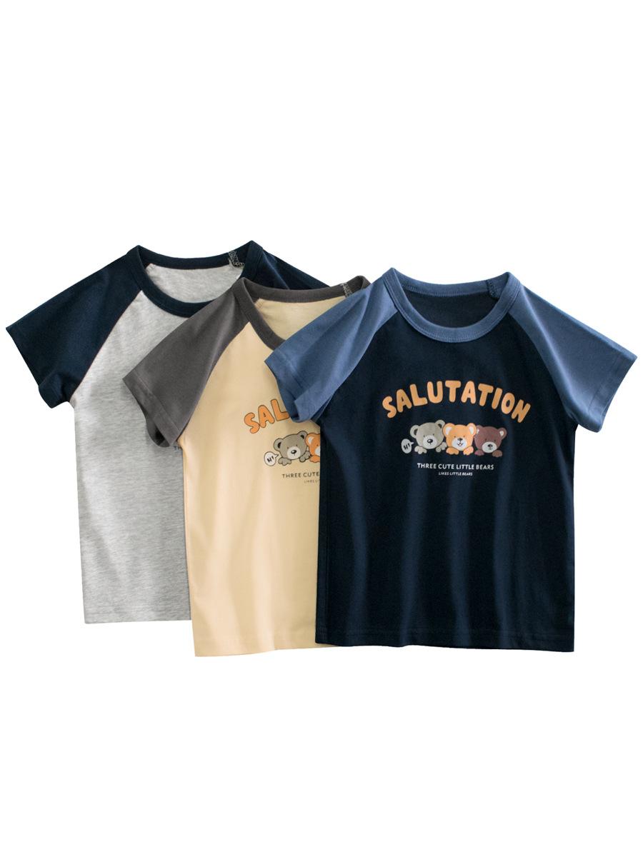 27KIDS Ropa infantil transfronteriza, nueva camiseta de manga corta con dibujos animados para niños, verano 2026, envío directo.