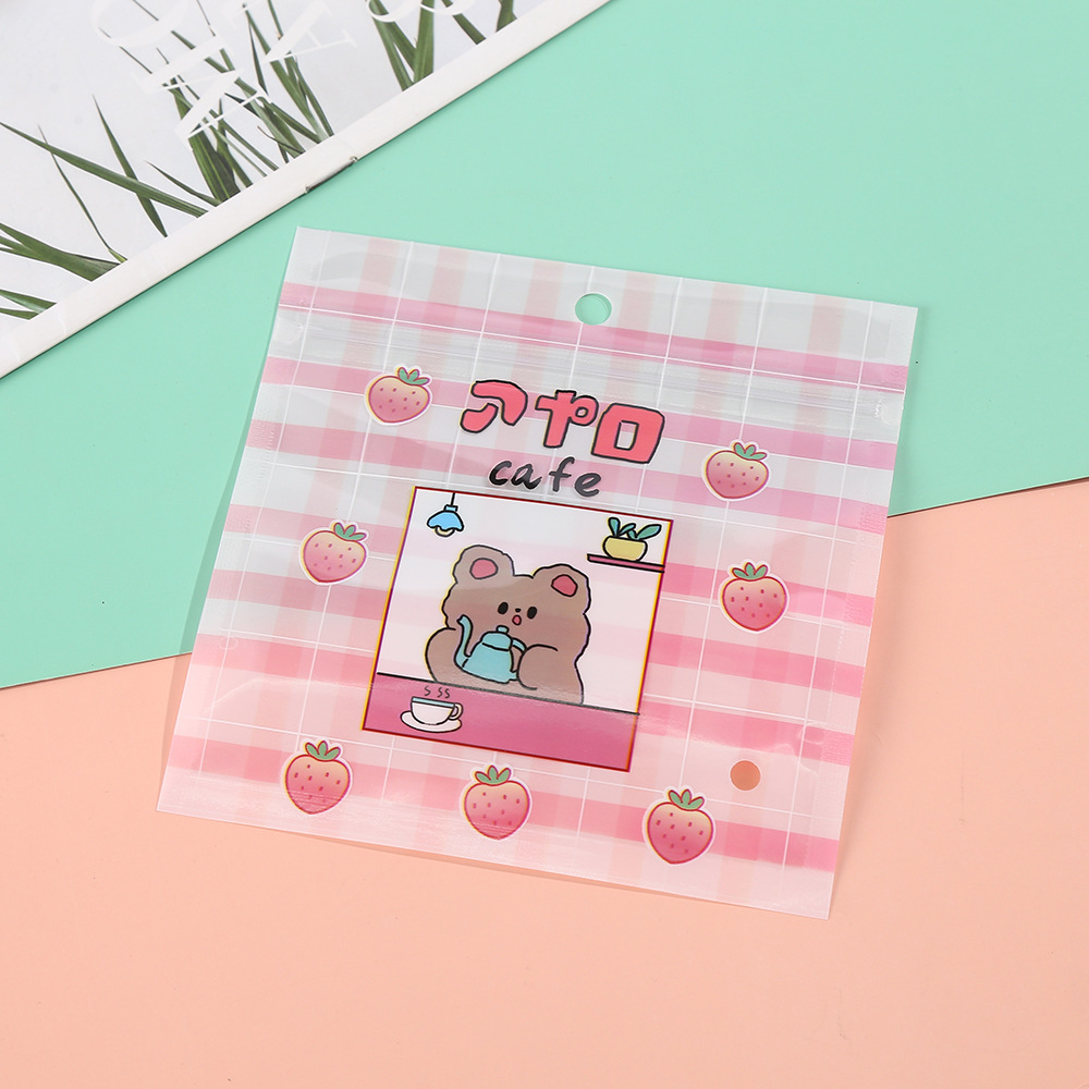 Bolsa de embalaje de dibujos animados lindo snack ziplock bolsa de alimentos sub-Bolsa de embalaje galleta caramelo clasificación del hogar bolsa de almacenamiento al por mayor