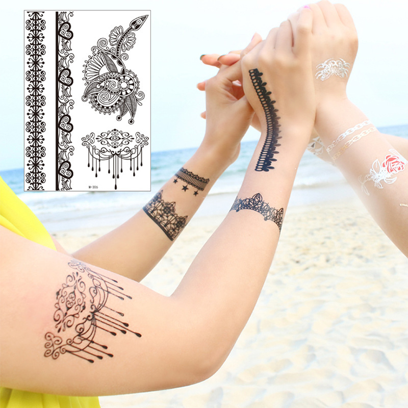 Beauty stickers European and American black Hannah tattoo stickers temporary tattoo waterproof tattoo stickers Amazon factory direct sales