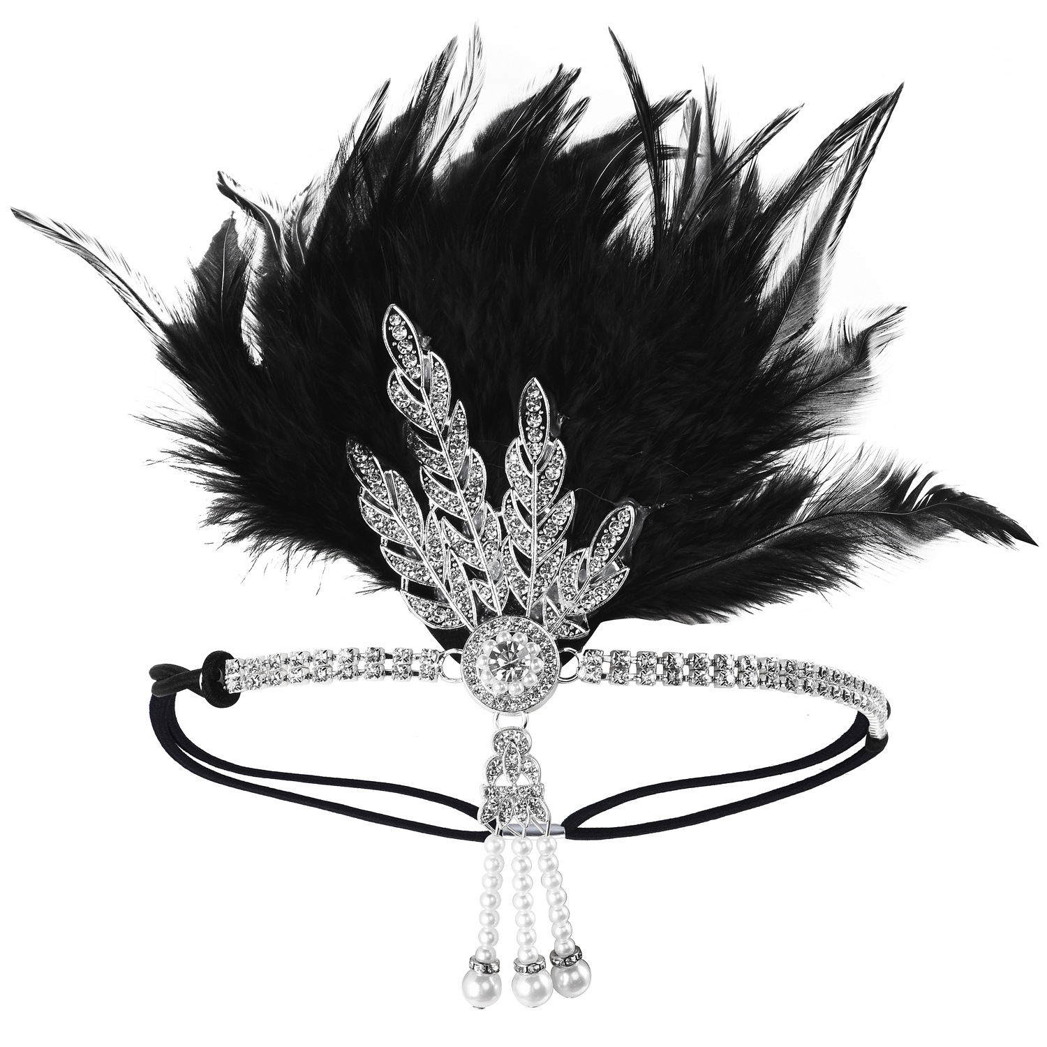 Fashion Leaf Plaid Feather Metal Inlay Artificial Pearls Rhinestones Party Headpieces 1 Piece3
