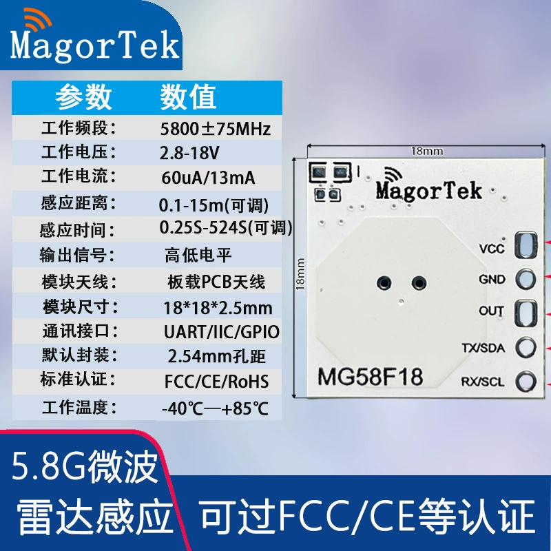 Модуль потребления 5.8G сверхнизкое энергопотребление Doppler с датчиком движения человека микроволн детектор mg58f18