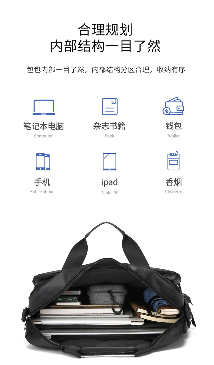 The new 2024 minimalist and sophisticated briefcase men's large-capacity casual sports single-shoulder bag is water-resistant for cross-border use undefined