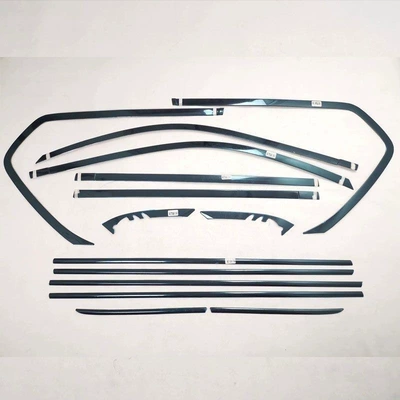 Prado Car Window Trim: Şüşə kənarı xromları/moldingləri - 10-20-prado-full-window-14-pieces-black-titanium-wide-glue