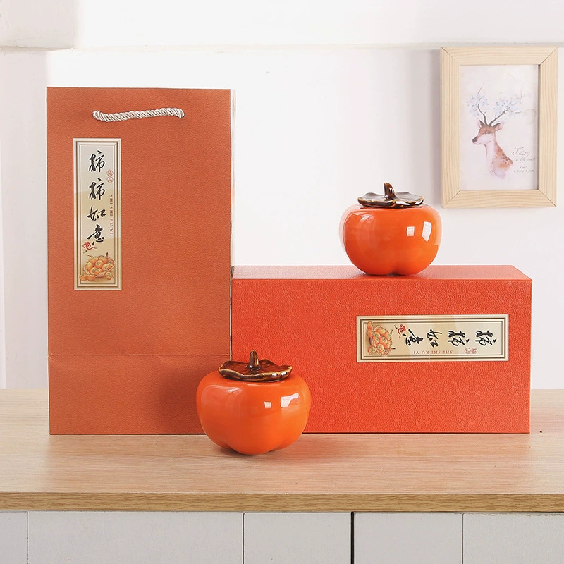 Люкс-легкая керамическая persimmon чайная банка для свадьбы конфетная банка свадебные украшения, засушенные фрукты хранения