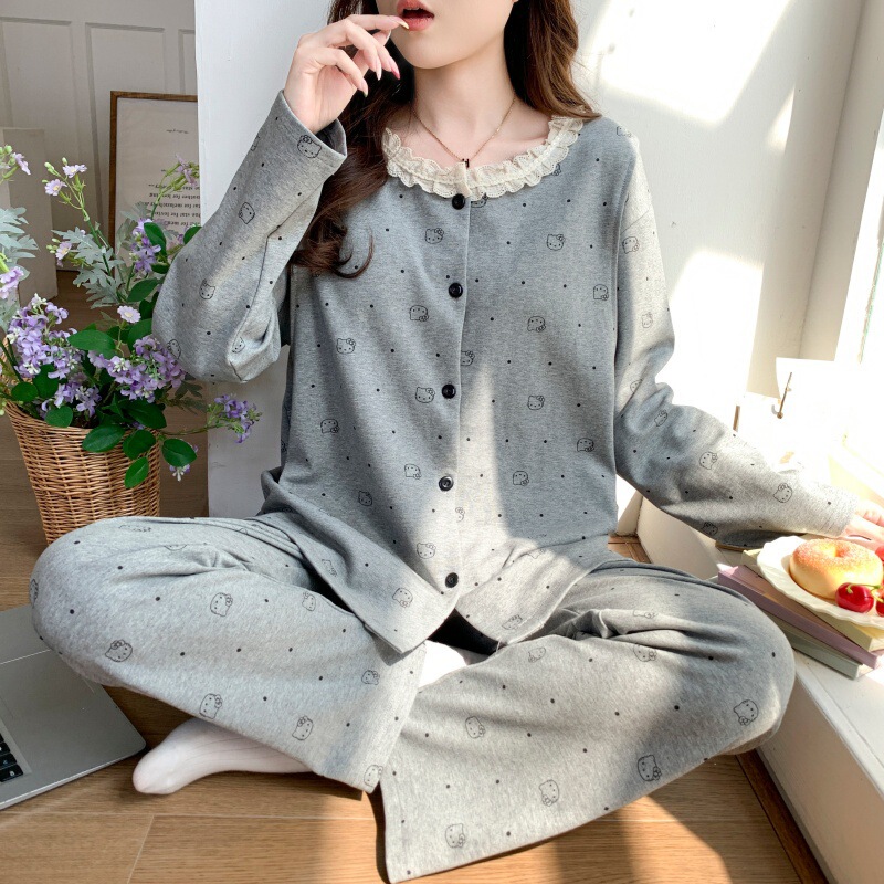 Monthly clothing summer thin postpartum confinement spring and autumn pregnant women pajamas July 8 lactating women cardigan suit