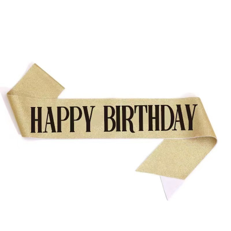 Happybirthday golden black ribbon