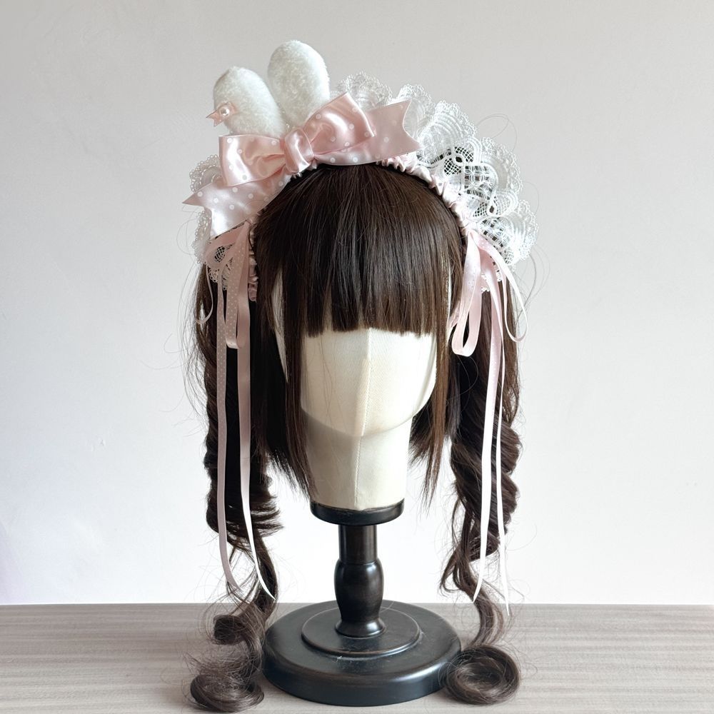 Dos dimensiones Lolita correa de cabello chica gato oreja clip de cabello cómic cosplay Lolita criada correa de cabello
