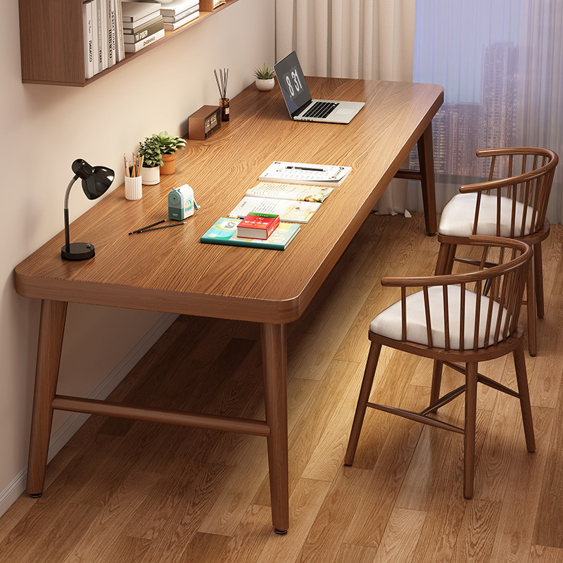 Solid Wood Desk Computer Desk Bedroom Household Adult Simple Desk Student Study Desk Rectangular Double Table