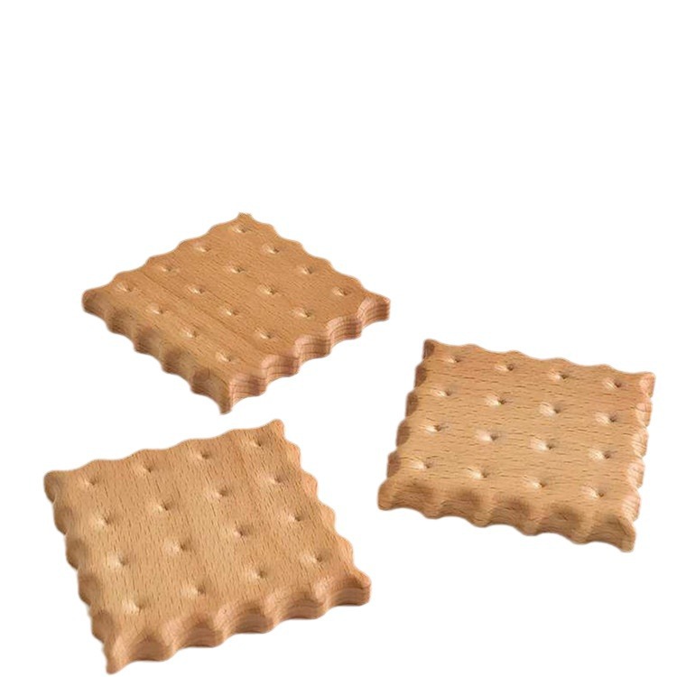 Beech galleta forma café posavasos cuadrado Haya taza de agua decoración de madera maciza almohadilla aislante té montaña