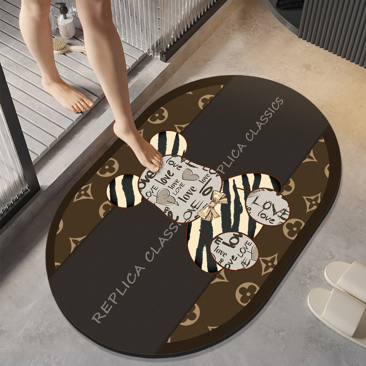 Luz de lujo alfombra de barro de diatomeas puerta de baño absorción de agua secado rápido anti-derrapante alfombra de inodoro