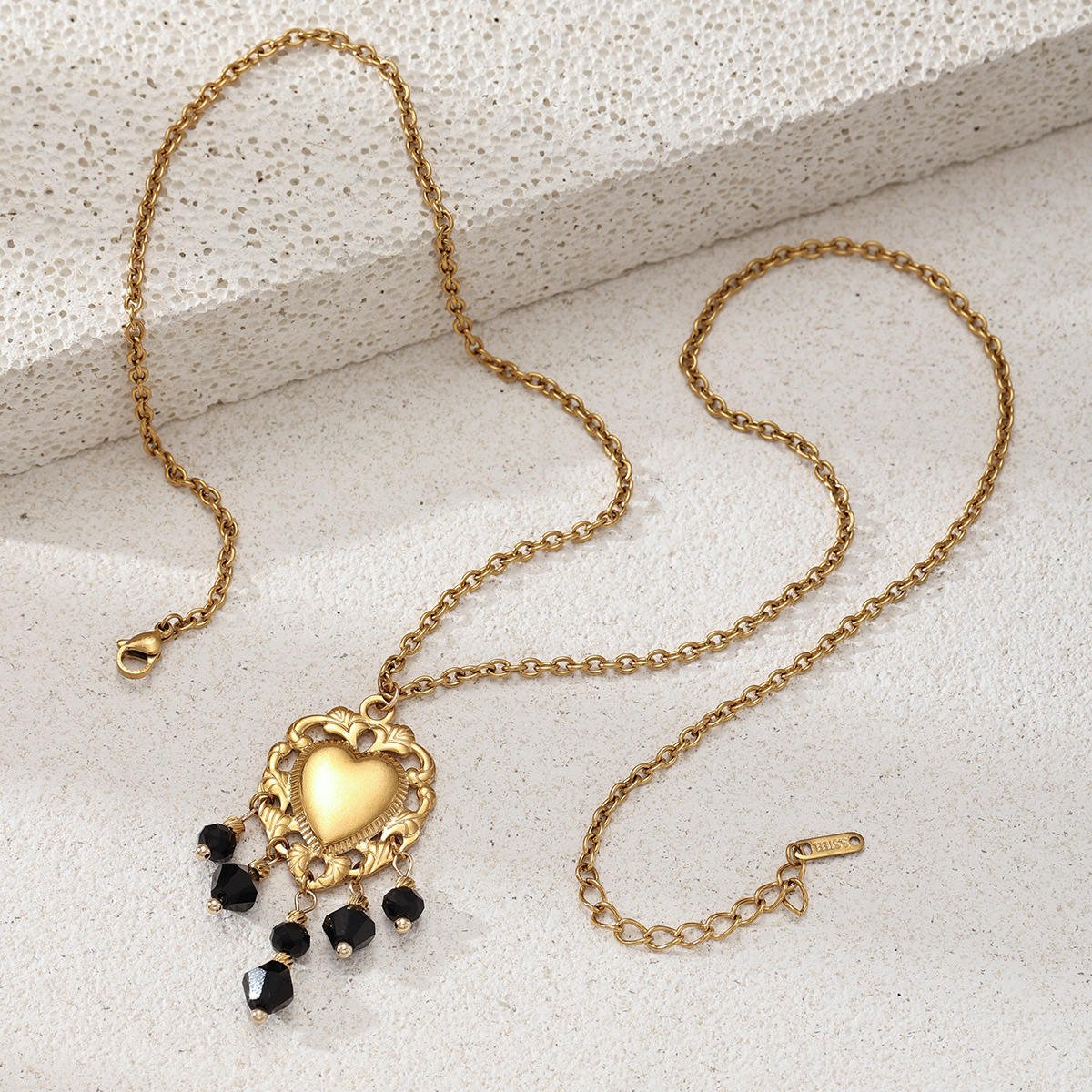 TENA Europa y América collar de acero inoxidable lujo ligero de alto nivel amoroso collar de joyería de piedra natural incrustado