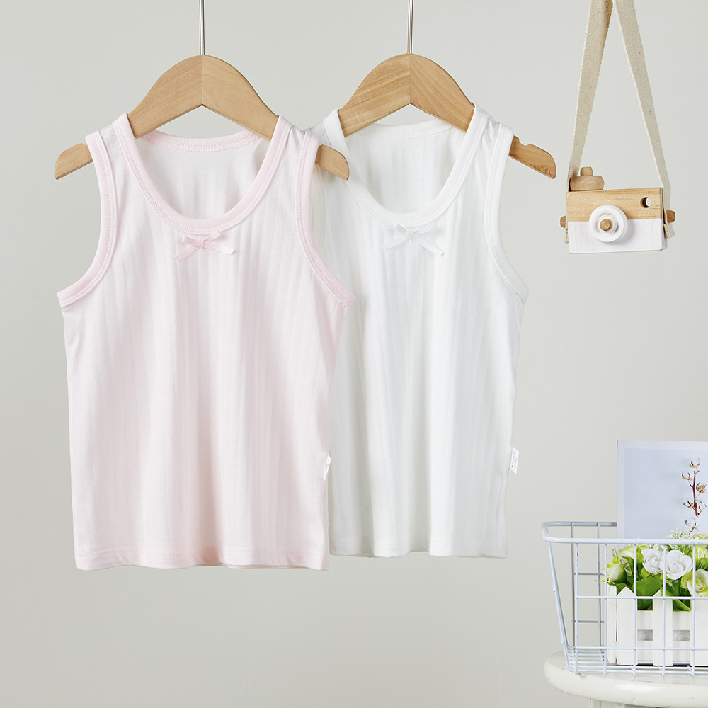 Niños camisola deshuesada sensación de frío hombres y mujeres bebé sin mangas casa que basa la camisa delgada 2 unidades al por mayor