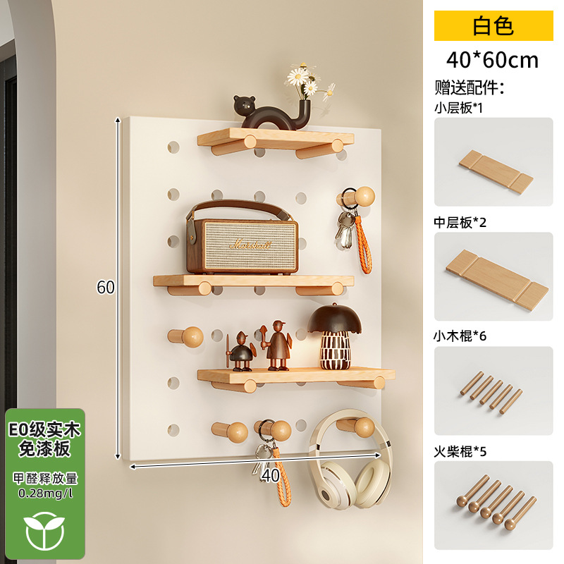 Hoyo de madera de color nuez hoyo tablero estante de madera sólida pared de modelado puerta de entrada de la casa pared detrás de la decoración estante de exhibición