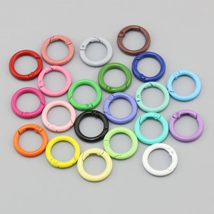 Metal paint 25mm color spring ring open ring round key chain hand rope machine hook DIY jewelry accessories