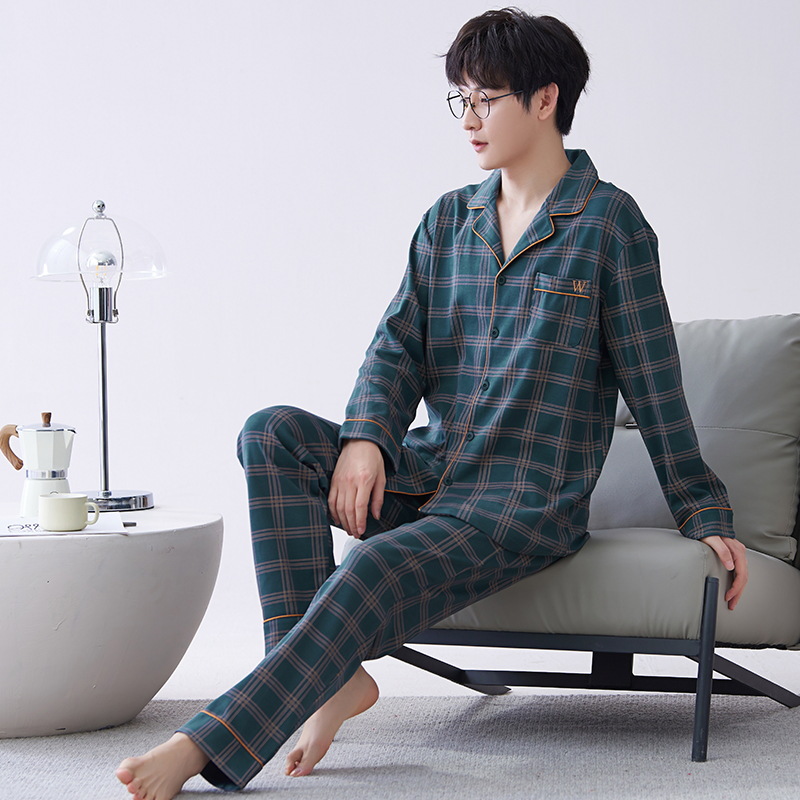 Pijamas de hombre primavera y otoño de algodón puro 2023 nuevos hombres de manga larga resistente ropa para el hogar Otoño e Invierno