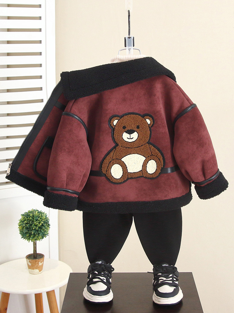 Chaqueta para Niños 6723, Otoño-Invierno 2026, Nuevo Modelo, Ropa de Invierno para Bebés con Cuero y Piel Integrados, Forro Polar y Diseño Moderno image 3