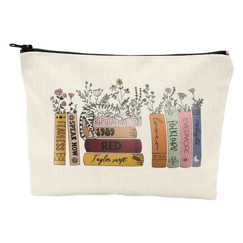Transfronterizo Amazon Temu popular de lino de doble cara impresa bolsa de almacenamiento de cosméticos bolsa de las mujeres multi-funcional bolsa de cremallera
