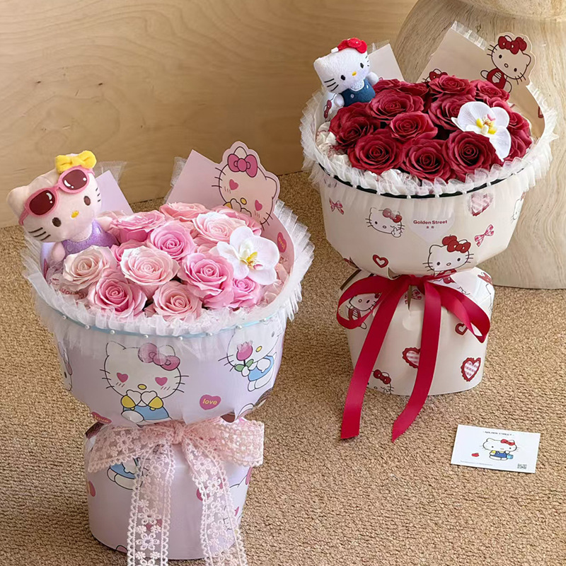 Huaxi estrella de poliéster de color flor empaque de flores de bordes siete días de San Valentín ramo DiDi florista flor empaque de flores de tela