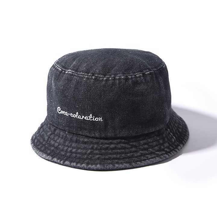 Sombrero de pescador de mezclilla, sombrero personalizado, protector solar, sombreado para hombres, verano al aire libre, sombrero para el sol de comercio exterior plegable, sentido avanzado para mujeres