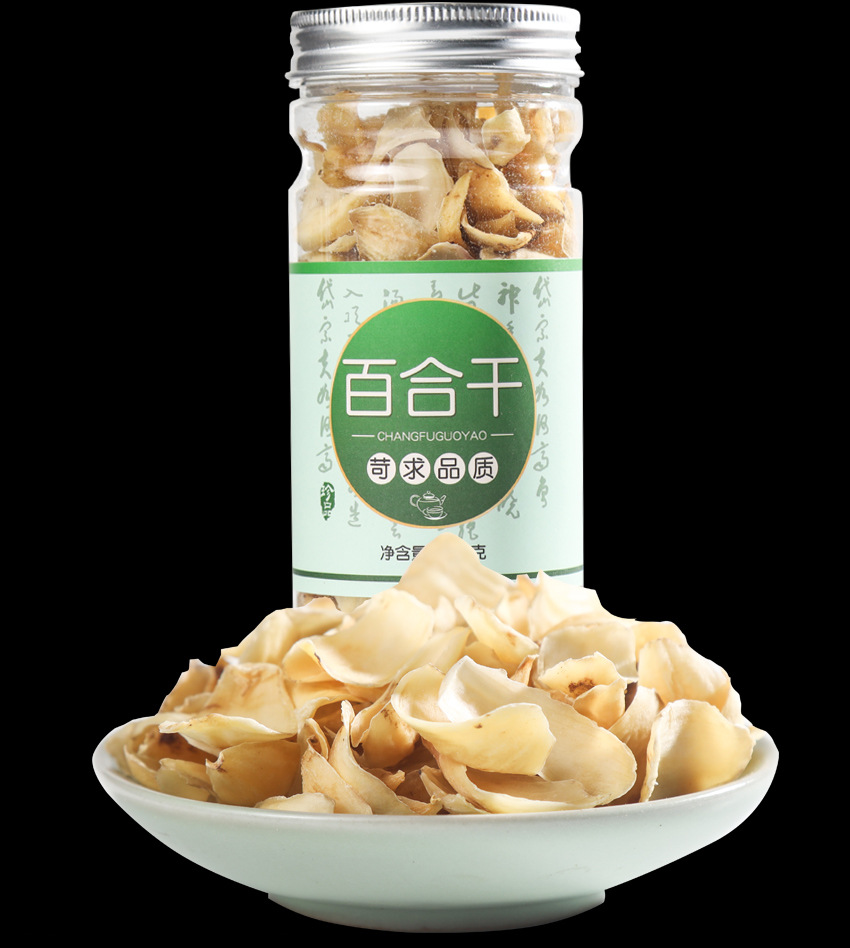 Dried Lily Bulb Bai He 百合 100g Canister Edible Lily Bulb Slices for Tea Soup and Culinary Use key features