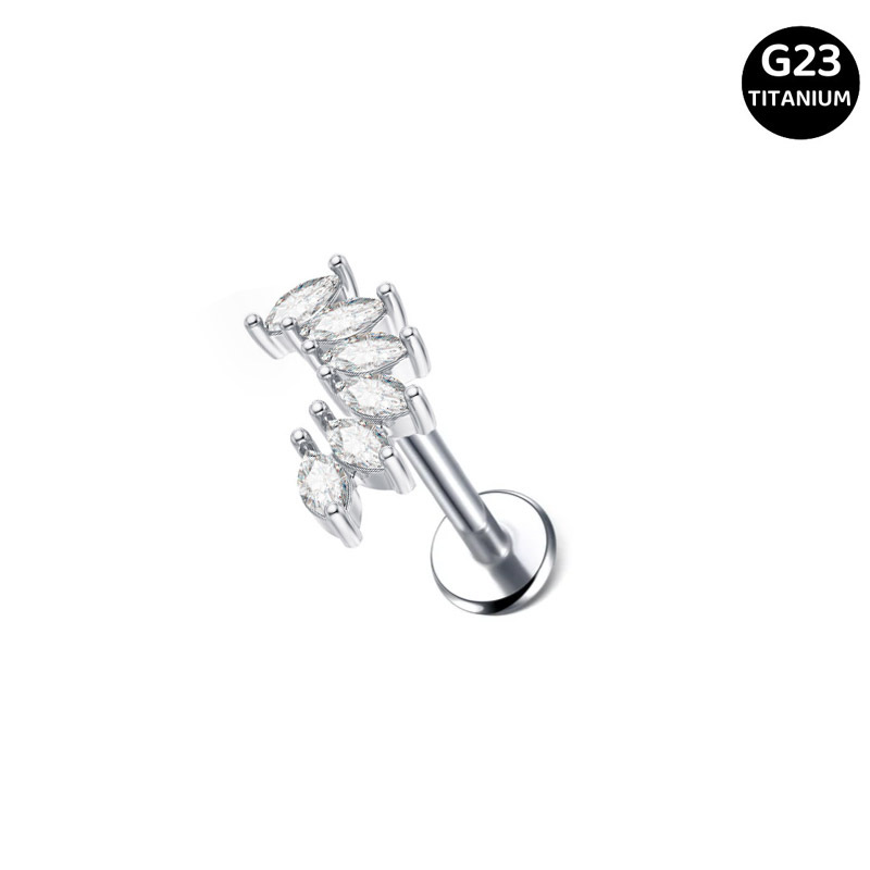 Solid Color Pattern All Seasons Season 1 Piece Ear Cartilage Rings & Studs Vacation Simple Style Solid Color G23 Titanium Inlay Zircon Ear Cartilage Rings & Studs
