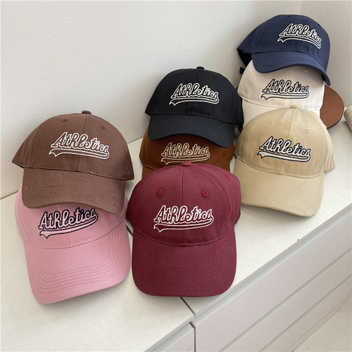 American retro letter embroidery soft top baseball hat for women, spring and summer casual versatile couple, face-showing small duck cap for men