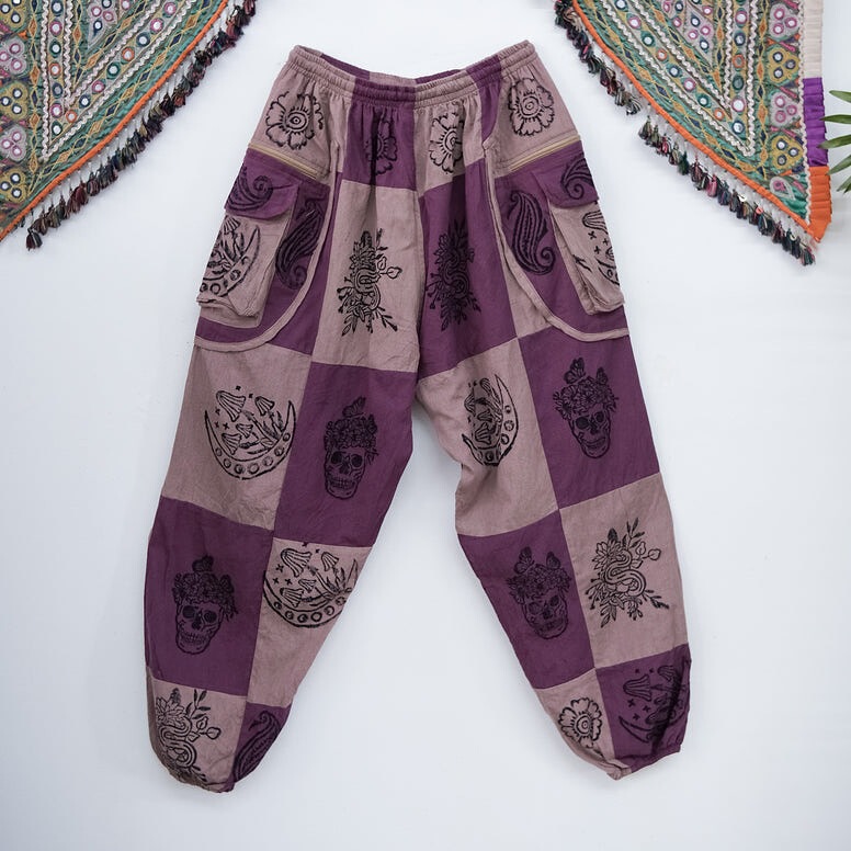 Cross-Border European and American Fashion Casual Trendy Printed Large Pocket Jogger Pants Unisex Patchwork Gothic Style Sweatpants