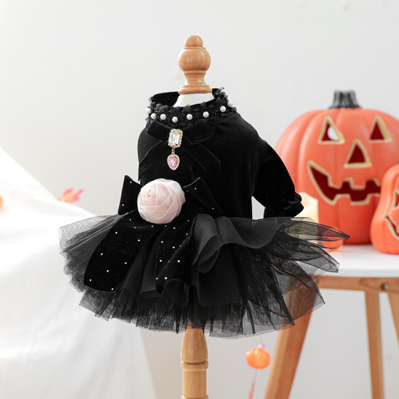 2025 秋冬ハロウィンペット服犬服猫服衣装サハラローズウェディングドレス|undefined