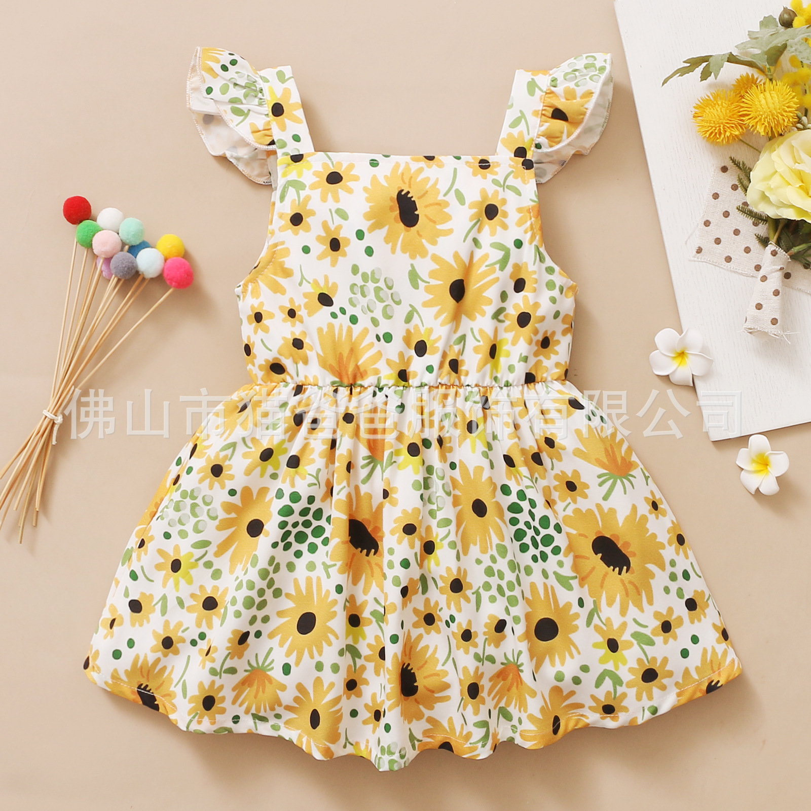 INS nueva venta caliente en el extranjero Verano de Europa y América niñas sin mangas floral vestido los niños