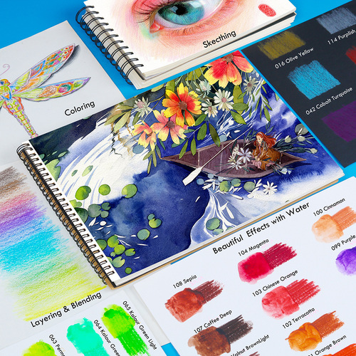 Cross-border 72 colors 120 colors water-soluble colored pencils art brushes colored lead painting set wholesale
