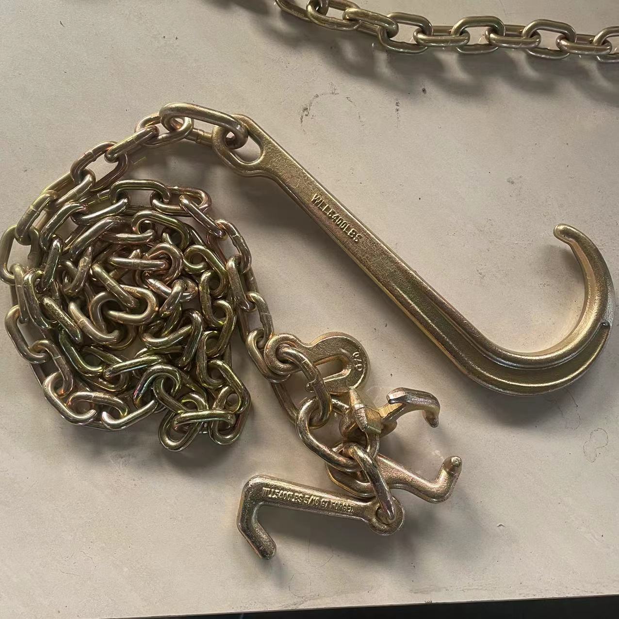 牵引链适用于平板卡车带J型钩子链70级5/16英寸x6英尺运输安全链