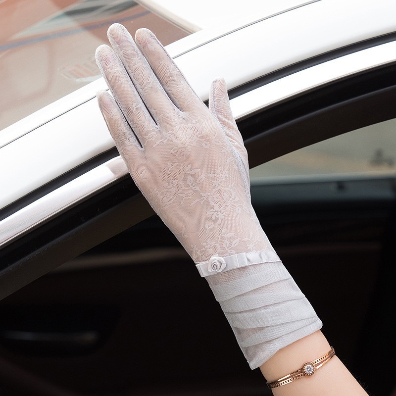 Guantes de protección solar de primavera y verano encaje ligero transpirable pantalla táctil guantes de las mujeres conducción transpirable al aire libre protección solar guantes de montar guantes