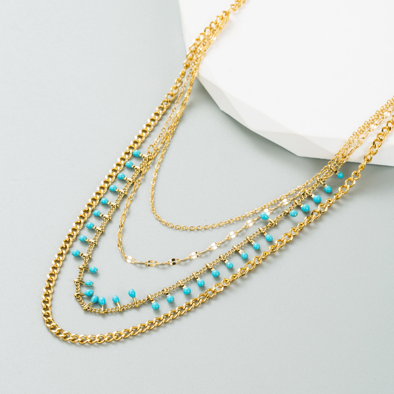 Ethnic Style Geometric Titanium Steel Gold Plated Layered Necklaces 1 Set