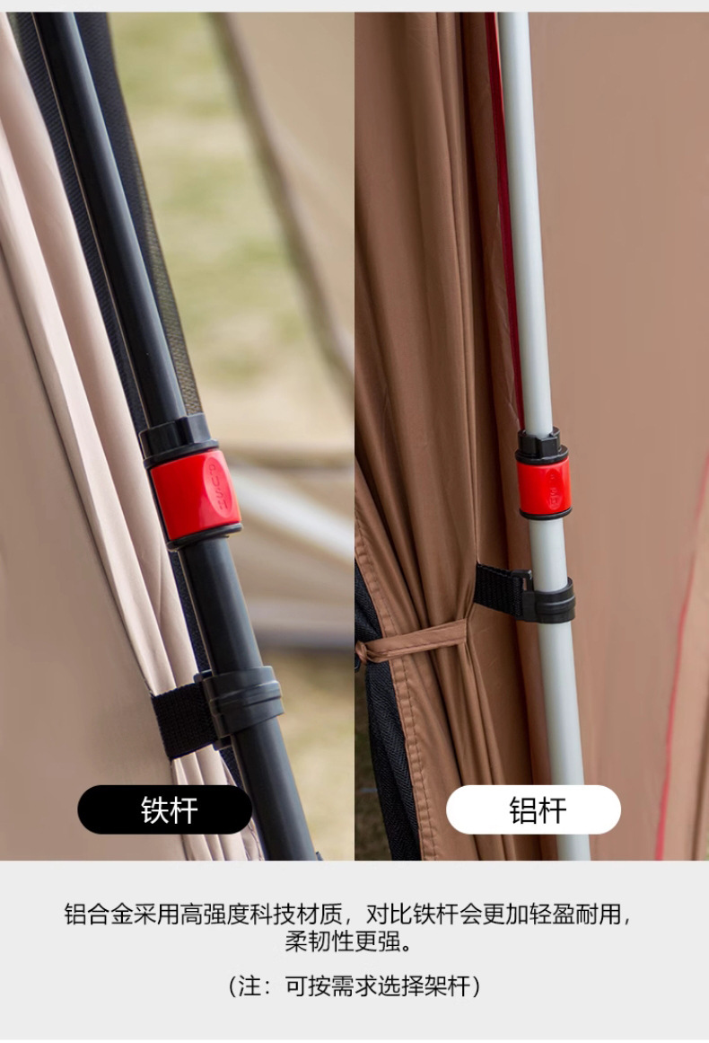 Automatic Tent Outdoor Aluminum Alloy Folding Portable Camping Black Glue Mosquito Net Mosquito-Proof Camping Canopy