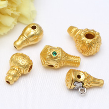 三通葫芦头穿孔隔珠手链项链连接处配珠收尾 diy饰品配饰沙金保色