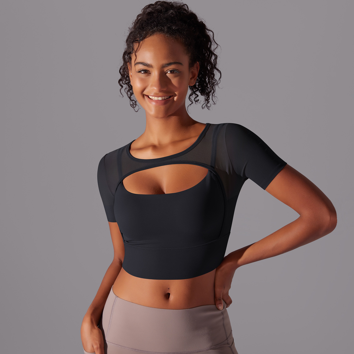 182g Weight Short Sleeve Sleeve Length Pullovers Placket Type Nylon, Spandex Fabric Type Short Top Length T-shirt Tops Type Yoga, Sports Occasion Round Neck Neckline Solid Color Pattern Women Gender Hollow Out Craft Fitness Sport Style Solid Color Nylon Spandex Round Neck Hollow Out Active Tops T-shirt 36