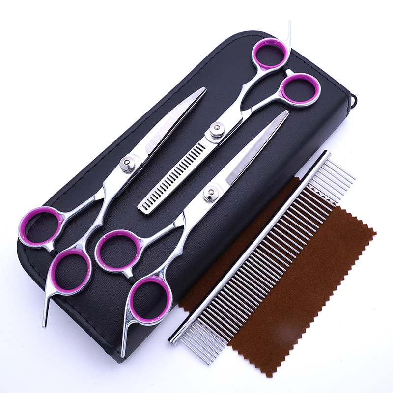 Fábrica directa PET tijeras profesional perro pelo recorte tijeras fino pelo roto pelo diente tijeras peluche juego