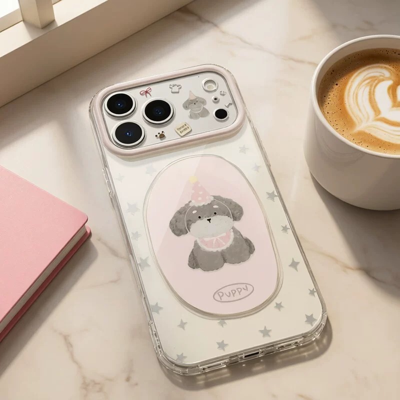 Star Hat Teddy Dog Case for Apple 17PROMAX, iPhone 16, Niche 14, Double-Layer 13 Hard Case