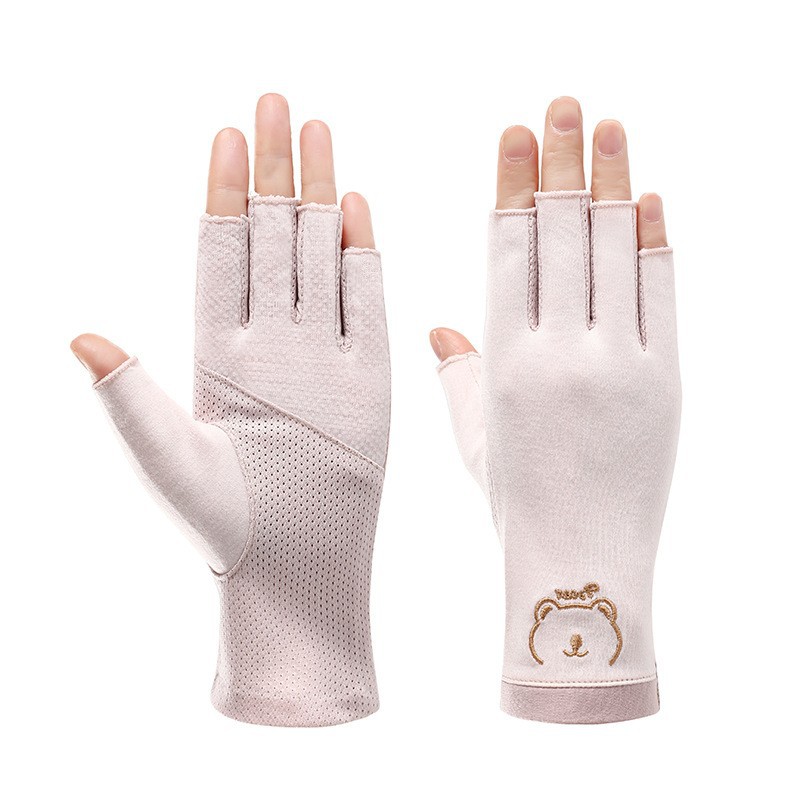 Guantes de protección solar con los dedos descubiertos, mujeres delgadas, conducción de verano, ciclismo, antideslizante, antiultravioleta, recolección de té, manicura, guantes de medio dedo