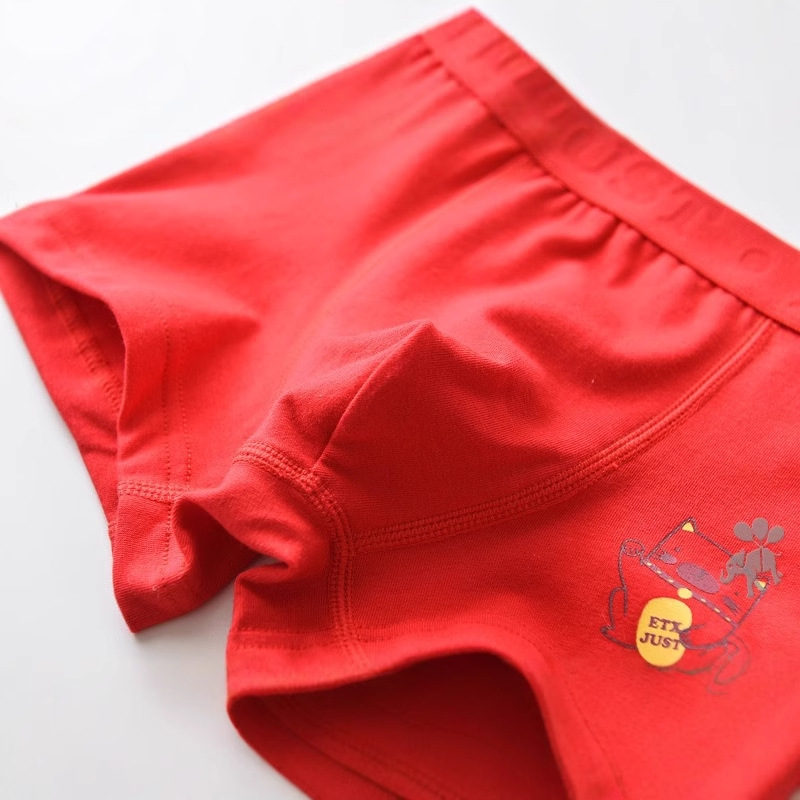 ETX ropa interior para niños 5-pack pantalones cortos de algodón año de nacimiento de la niña boxeadores rojos Año Nuevo cabeza de la ropa interior de los niños