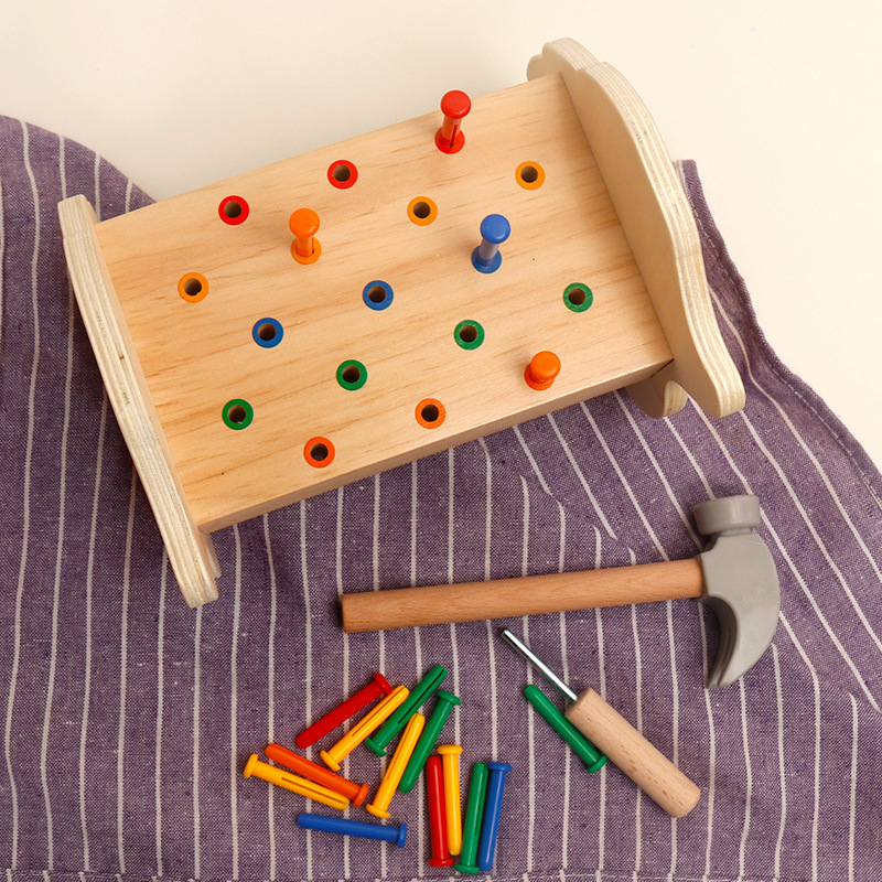 Montessori Early Education para niños de 2 a 4 años, rompecabezas, desmontaje, tornillos, erizo de cinco colores, caja de herramientas, juguetes ensamblados