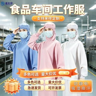 工作服防静电无尘服连帽耳挂透气防尘洁净分体食品厂吸湿排汗速干
