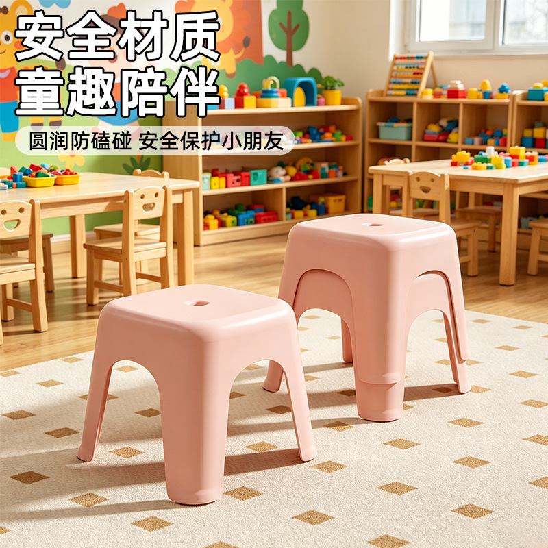 Thickened Plastic Stools for Living Room, Non-Slip Stackable Dining Chairs, Practical Household Items, Adult High Stools