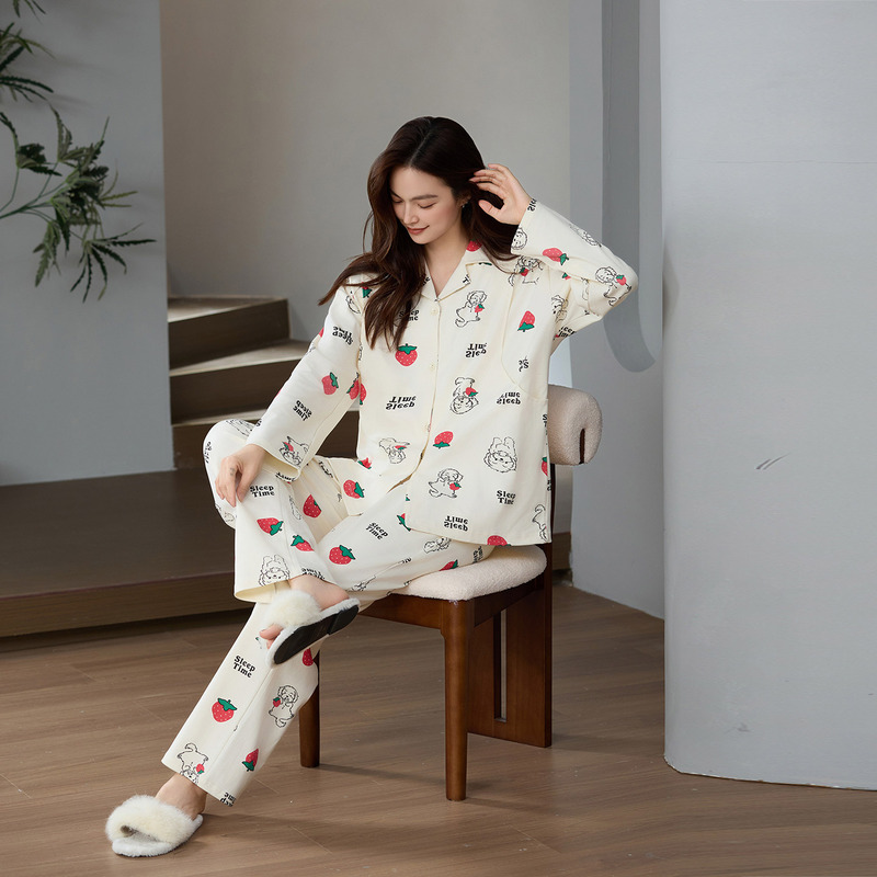 Maternity Pajamas for Women, Pure Cotton, Spring and Autumn Nursing Set, Adjustable, Plus Size, Cute, Loose-Fitting, Maternity Loungewear, All-Cotton