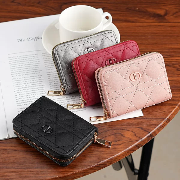 Anti-degaussing Diamond Card Bag Female Niche DD Design Exquisite High-grade Multi-card Small Organ Zipper Card Case ID Bag