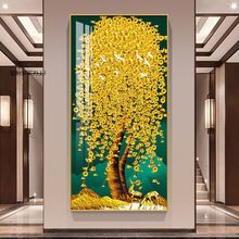 钻石画2024新款5D摇钱树麋鹿满钻客厅点钻十字绣走廊自粘玄关竖版