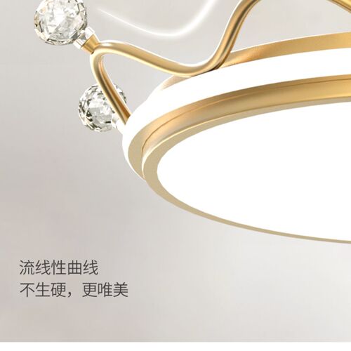 Nordic Crown Bedroom Ceiling Lamp Creative Warm Modern Light Luxury Second Bedroom Princess Girl Children's Room Chandelier