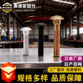 源头工厂镀彩锌马车螺栓 高强度圆头方颈马车栓 桥架桥梁连接螺栓