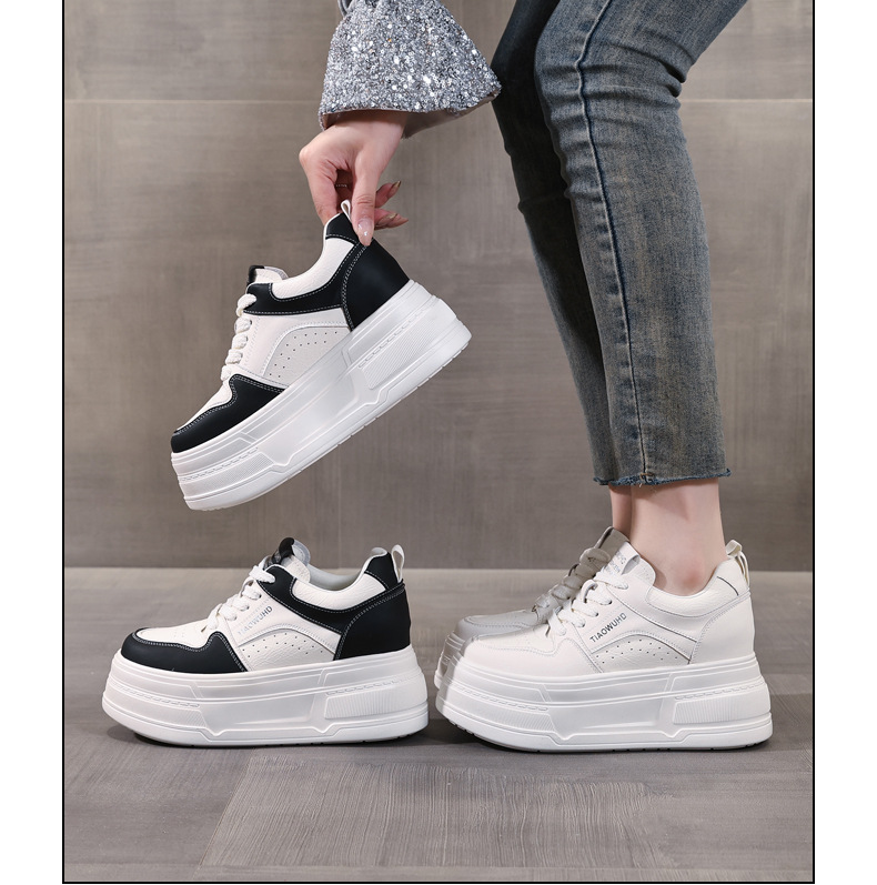 Giày sneaker nữ chunky đế dày tăng chiều cao 8 cm, phong cách trẻ trung — màu be chi tiết 17